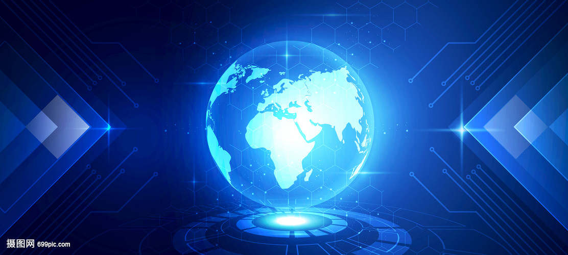 科技地球線條信息技術藍色背景